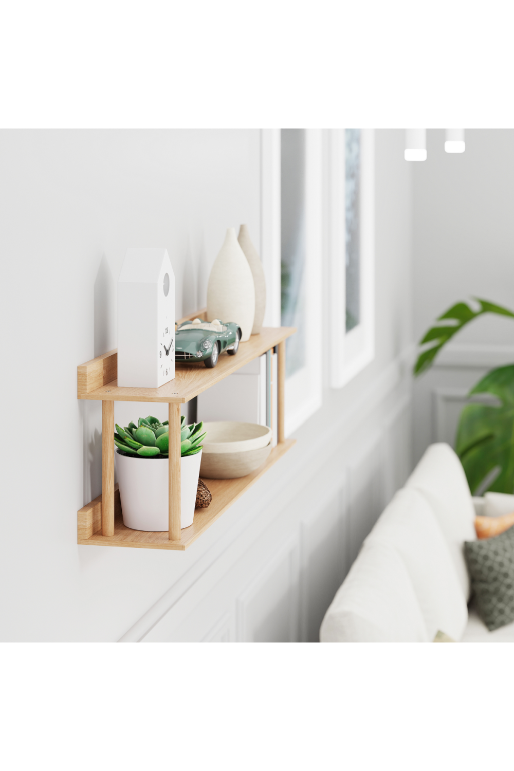 2 Level Wooden Wall Shelf | Wireworks Platform 2 | Oroa.com