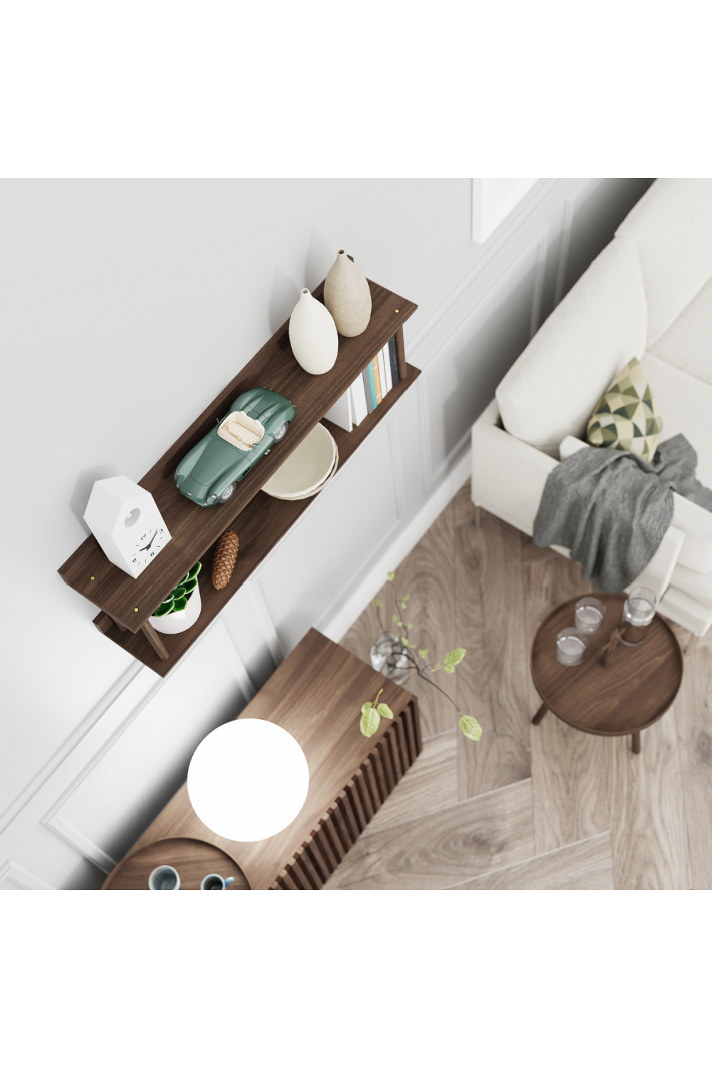 2 Level Wooden Wall Shelf | Wireworks Platform 2 | Oroa.com