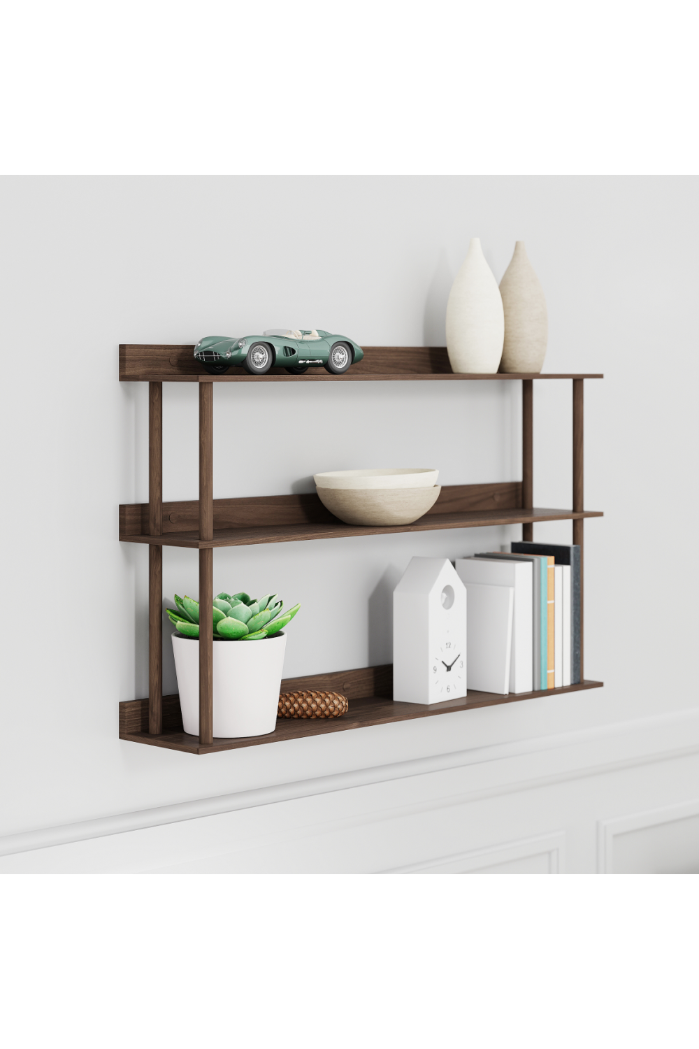 3 Level Wooden Wall Shelf  | Wireworks Platform 3 | Oroa.com