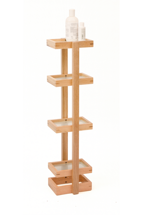 Freestanding Oak Bathroom Storage Tower | Wireworks Mezza | Oroa.com