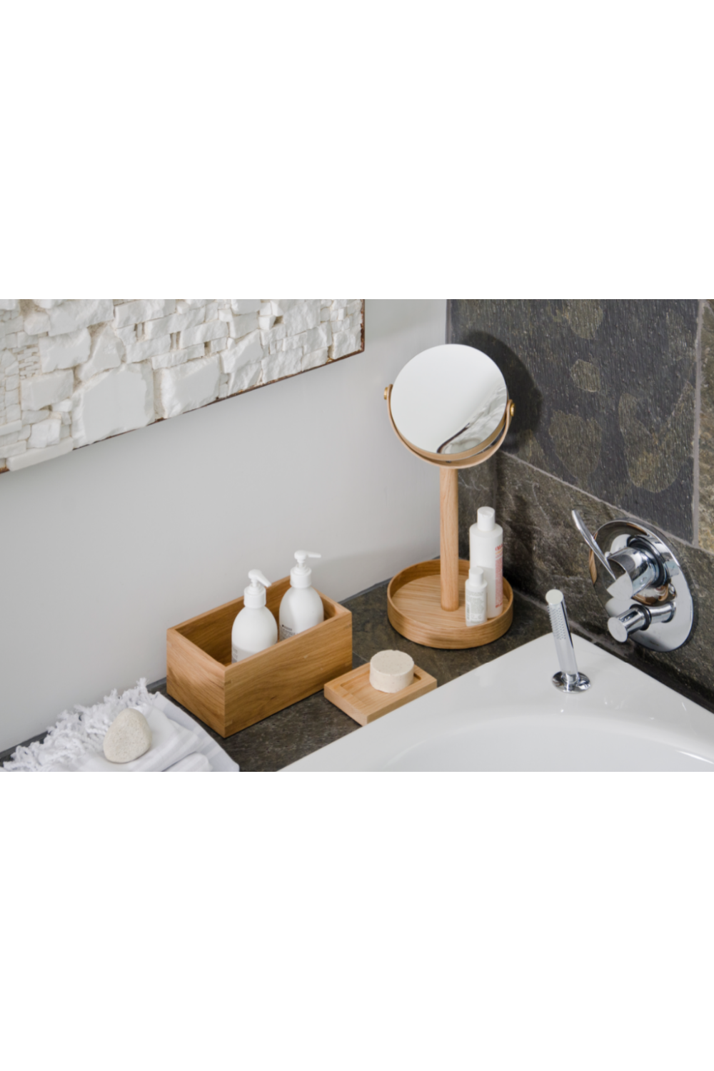 Rectangular Oak Bathroom Storage Box | Wireworks Mezza | Oroa.com