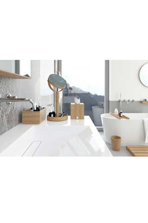 Oak Double Face Mirror with Storage Tray | Wireworks Close-up | Oroa.com