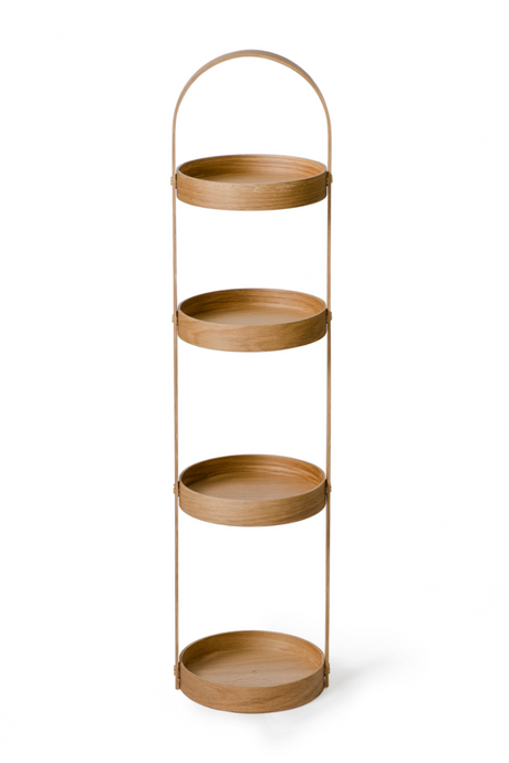 4 Tray Round Oak Storage Caddy | Wireworks Mezza | Oroa.com