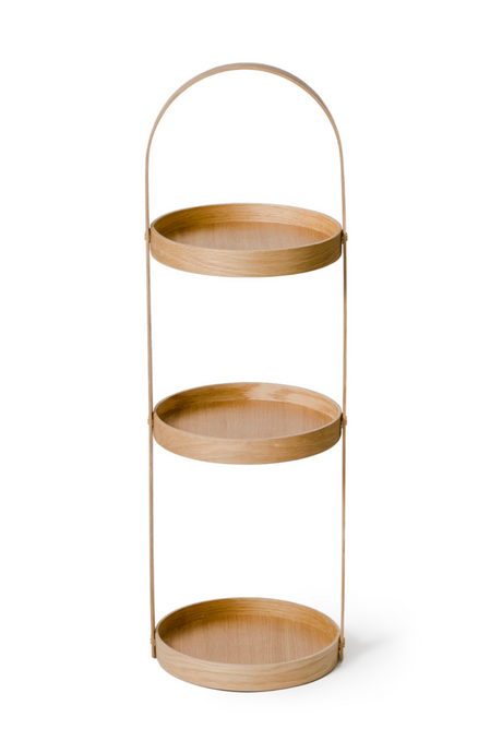 3 Tray Round Oak Storage Caddy | Wireworks Mezza | Oroa.com
