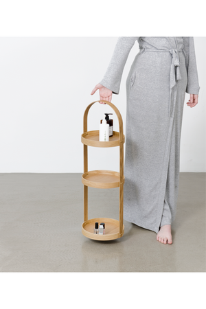 3 Tray Round Oak Storage Caddy | Wireworks Mezza | Oroa.com