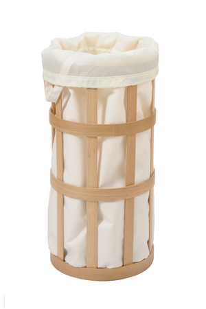Oak Laundry Basket with Soft White Bag Insert | Wireworks Cage | Oroa.com