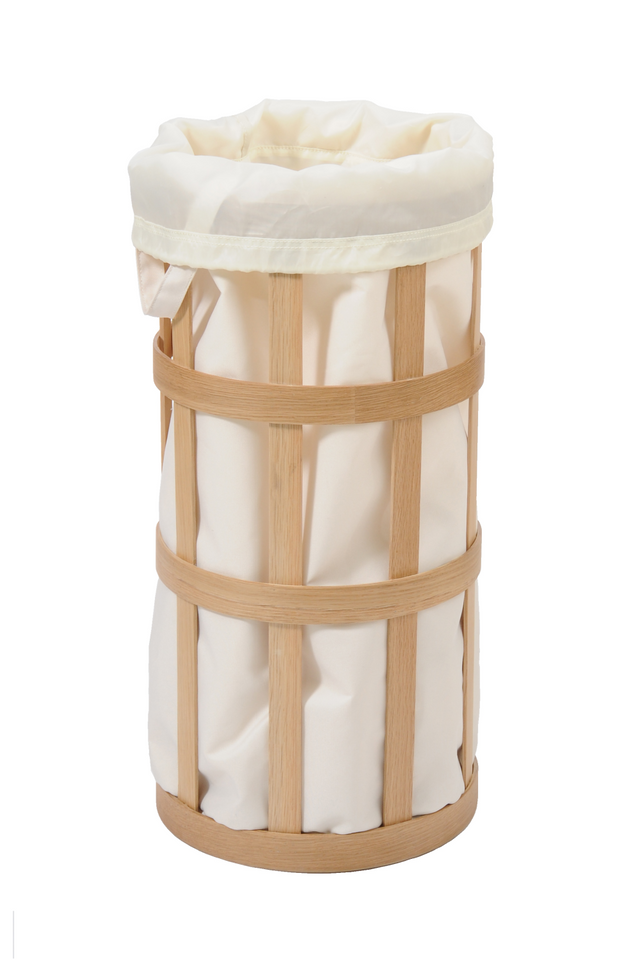 Oak Laundry Basket with Soft White Bag Insert | Wireworks Cage | Oroa.com