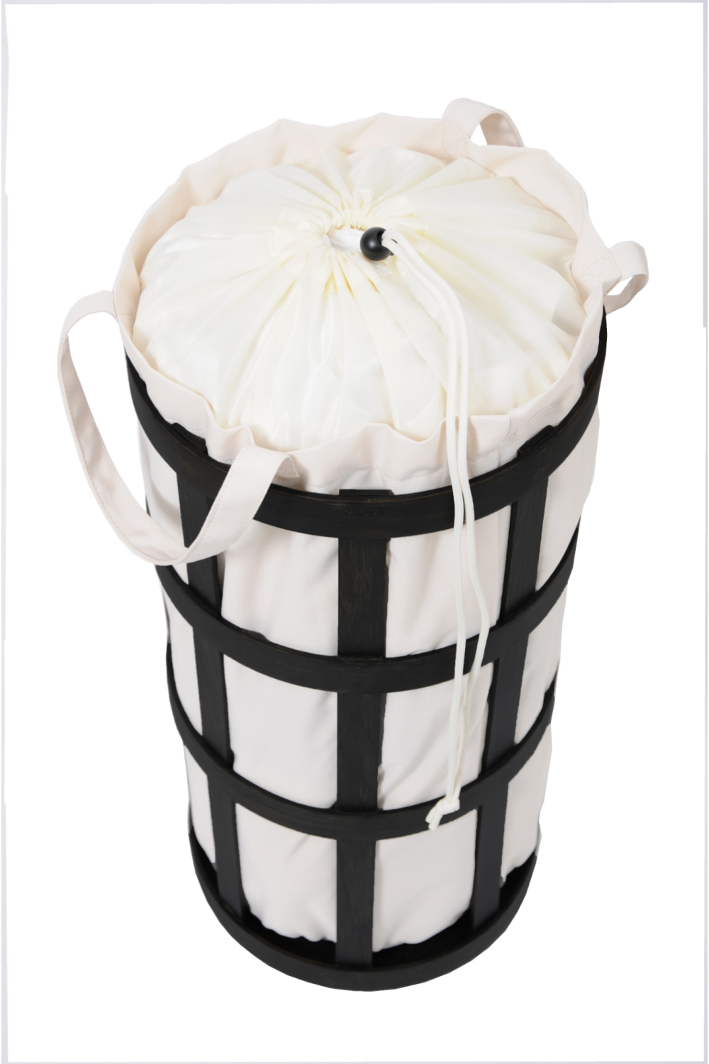 Oak Laundry Basket with Soft White Bag Insert | Wireworks Cage | Oroa.com