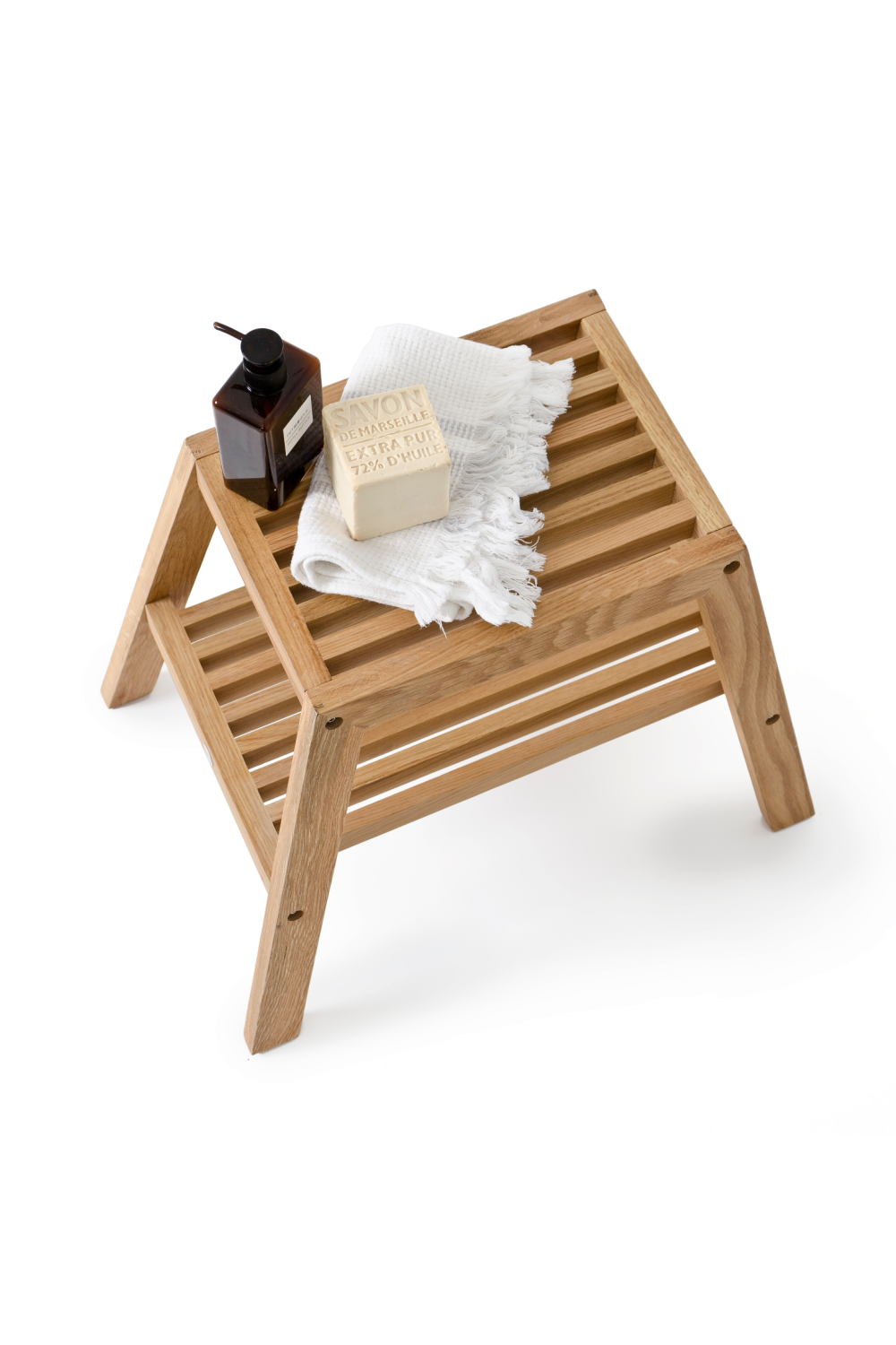 2-Level Oak Step Stool | Wireworks Slatted | Oroa.com