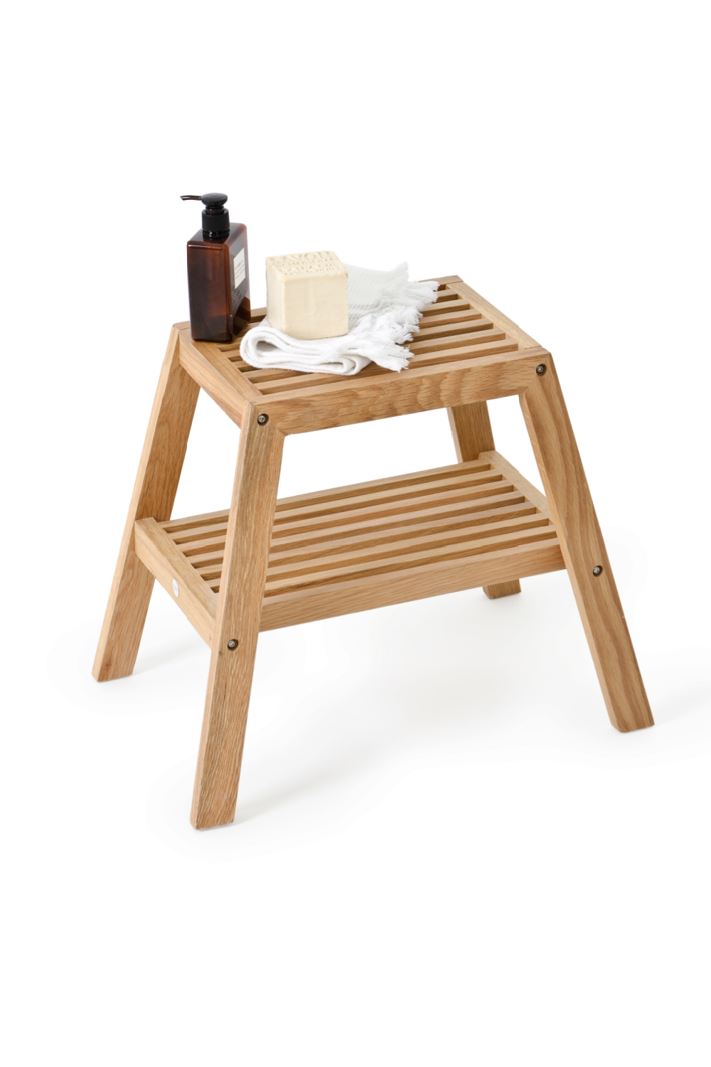 2-Level Oak Step Stool | Wireworks Slatted | Oroa.com