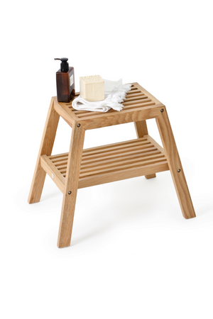 2-Level Oak Step Stool | Wireworks Slatted | Oroa.com