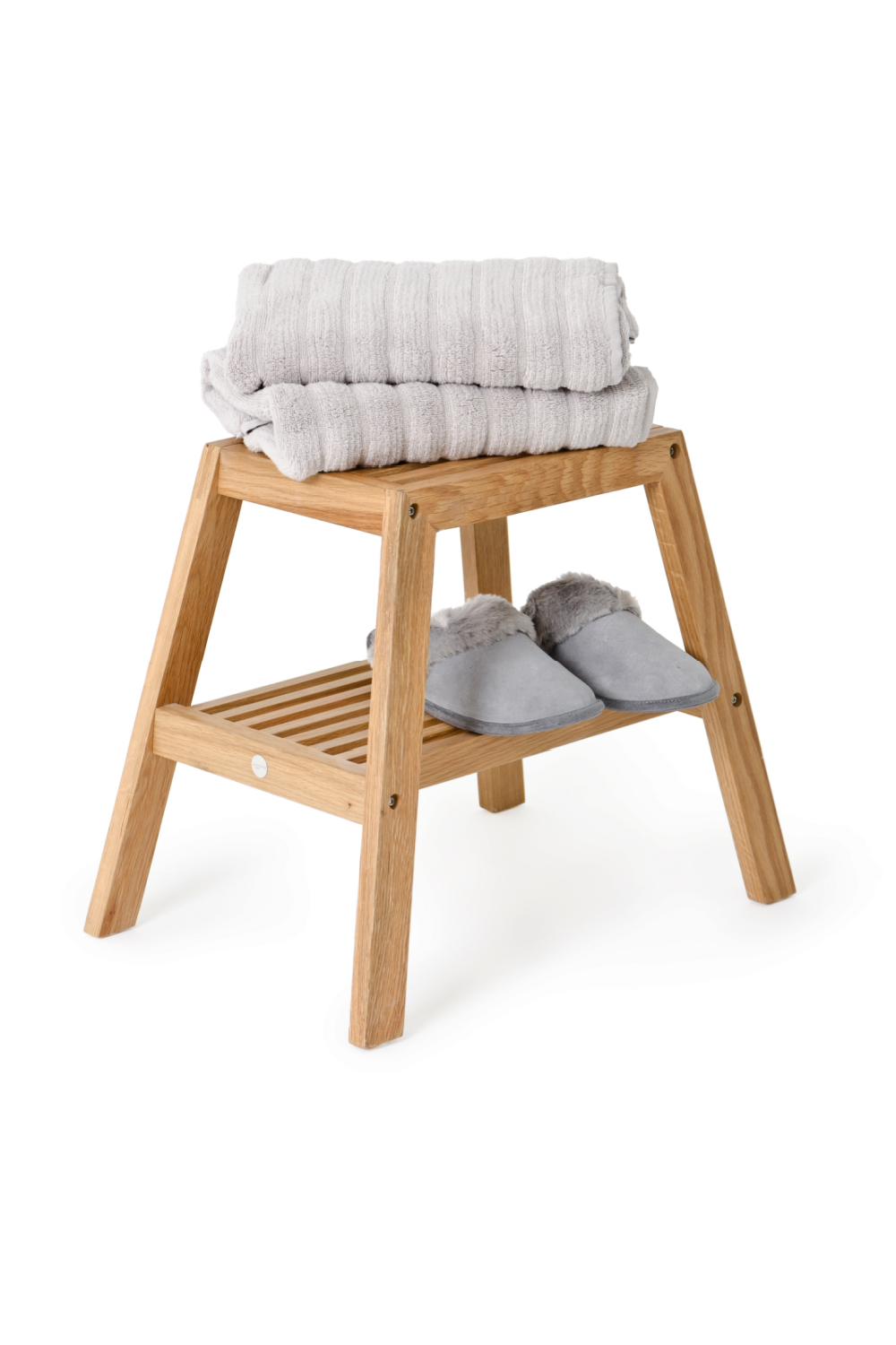 2-Level Oak Step Stool | Wireworks Slatted | Oroa.com
