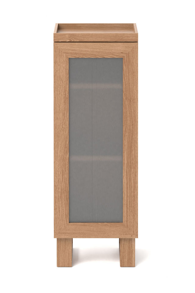 Oak Bathroom Cabinet with Ribbed Glass | Wireworks Tallboy Mezza | Oroa.com