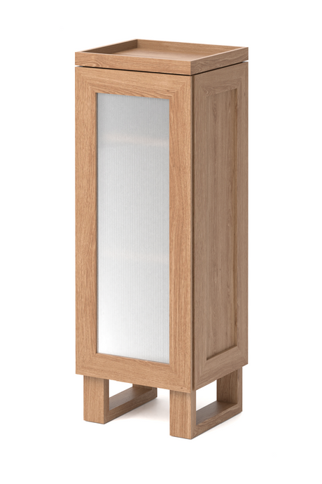 Oak Bathroom Cabinet with Ribbed Glass | Wireworks Tallboy Mezza | Oroa.com