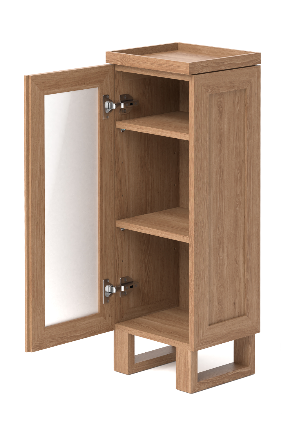 Oak Bathroom Cabinet with Ribbed Glass | Wireworks Tallboy Mezza | Oroa.com