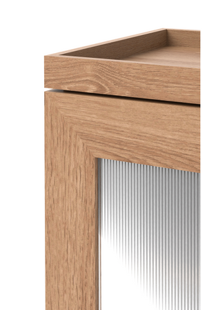 Oak Bathroom Cabinet with Ribbed Glass | Wireworks Tallboy Mezza | Oroa.com