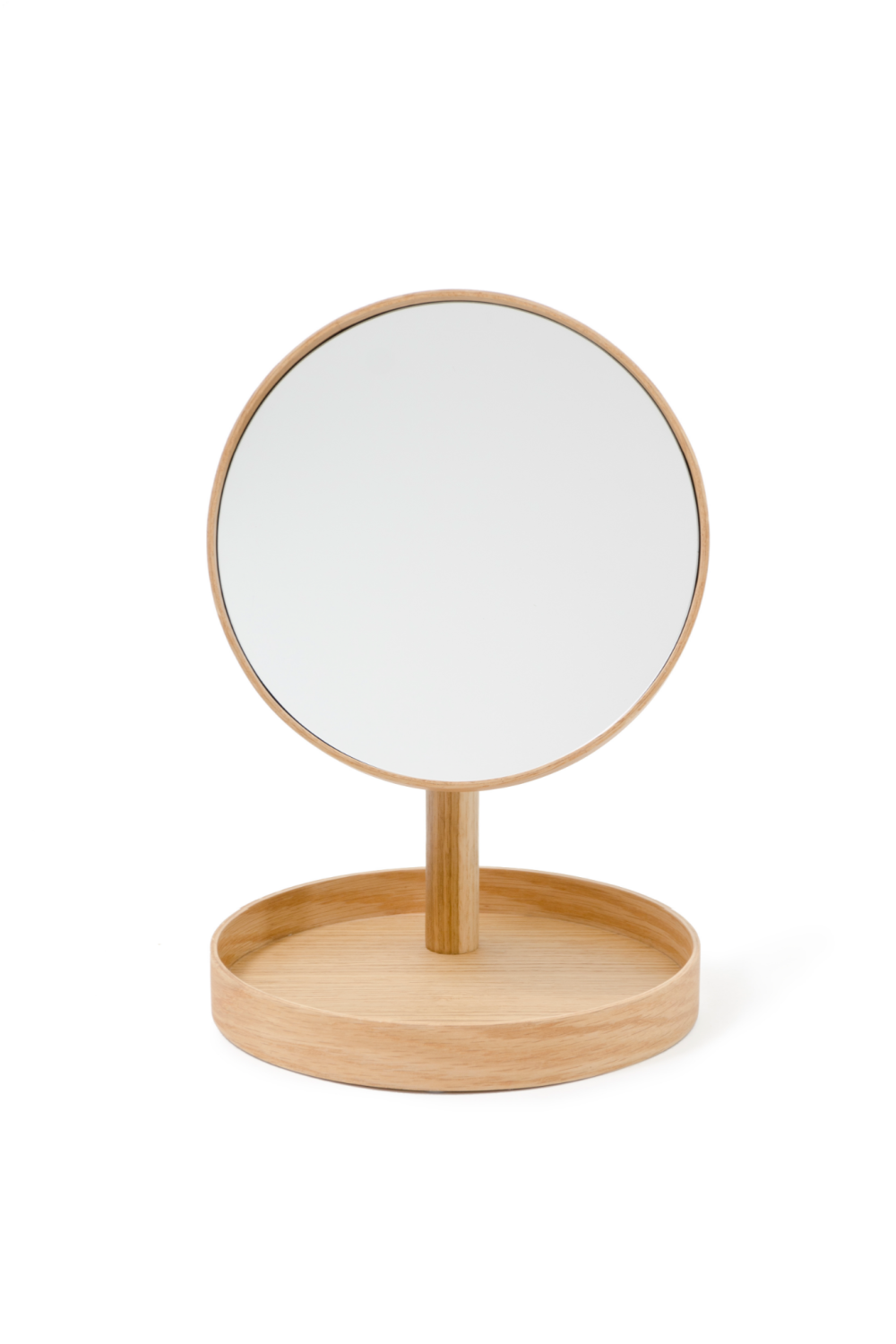 Oak Magnifying Vanity Mirror with Storage Tray | Wireworks Look | Oroa.com