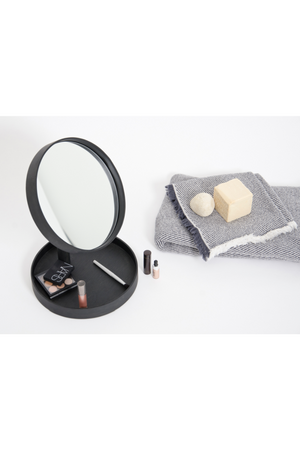 Oak Magnifying Vanity Mirror with Storage Tray | Wireworks Look | Oroa.com