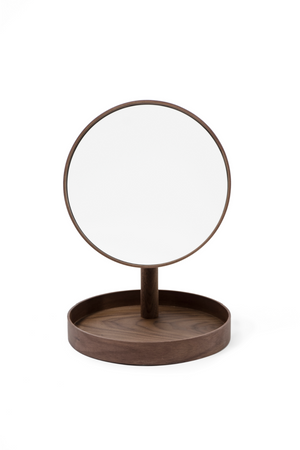 Walnut Magnifying Vanity Mirror with Storage Tray | Wireworks Look | Oroa.com