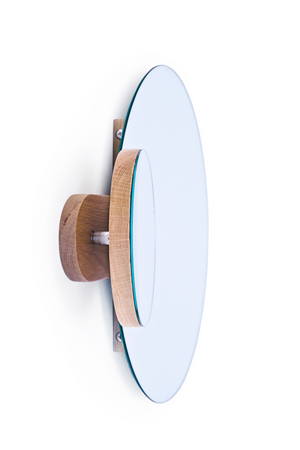 Oak Round Wall Mirror with Fixed Magnifier | Wireworks Eclipse | Oroa.com