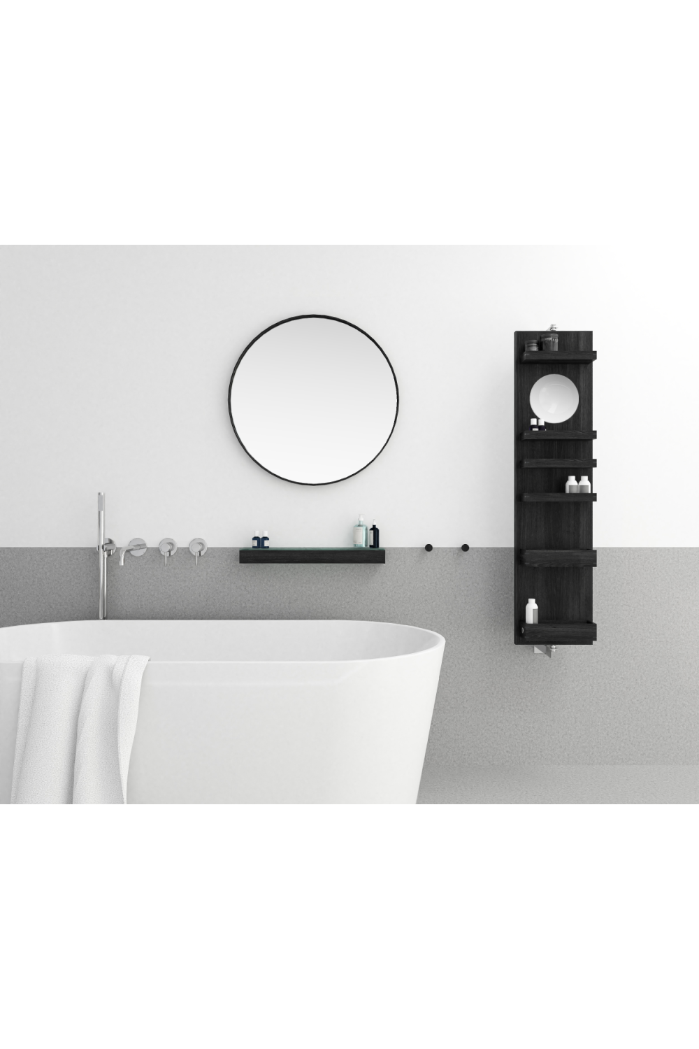 Rotating Oak Bathroom Cabinet with Mirror | Wireworks Revolve 1140 Cosmos | Oroa.com