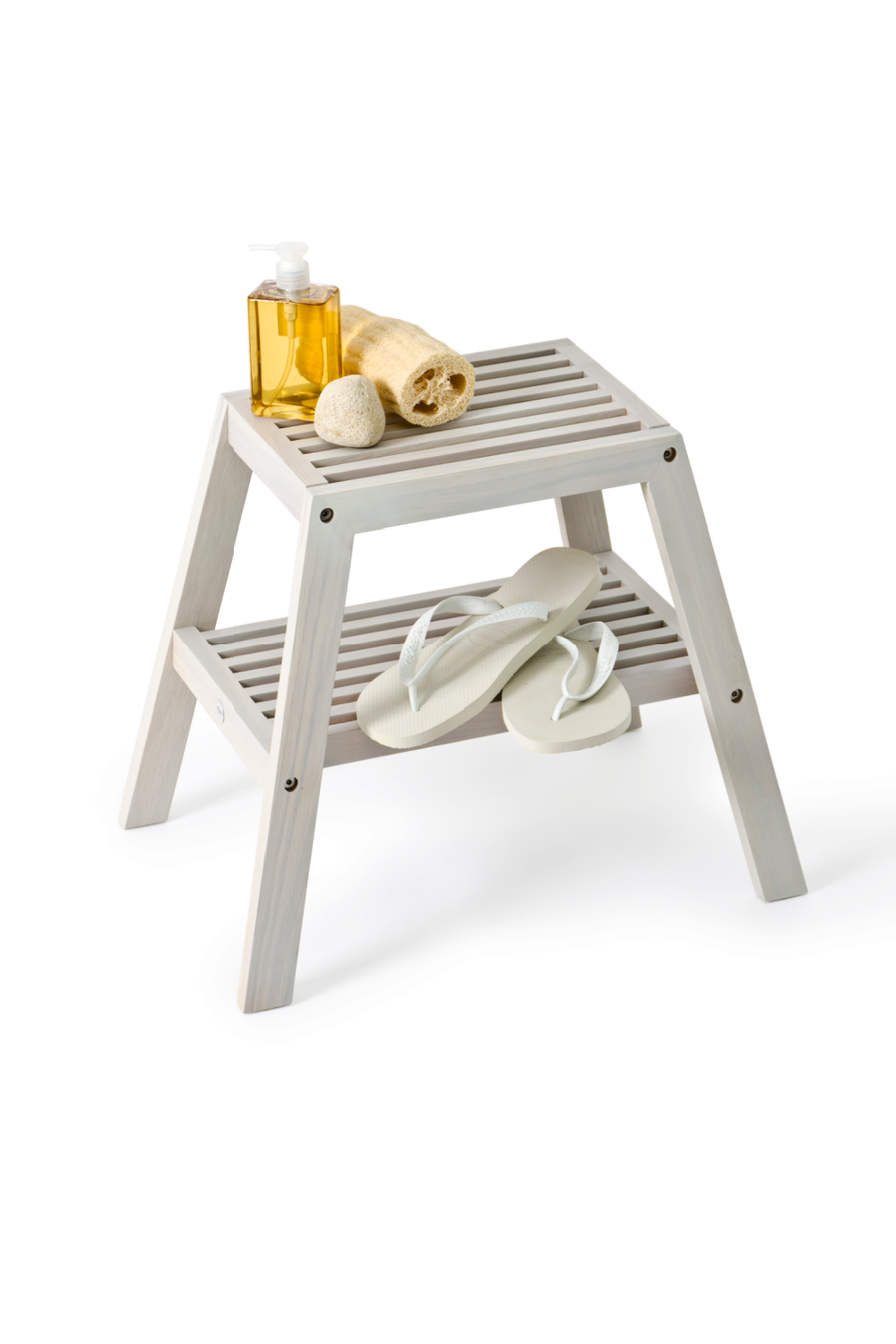 2-Level Oak Step Stool | Wireworks Slatted | Oroa.com