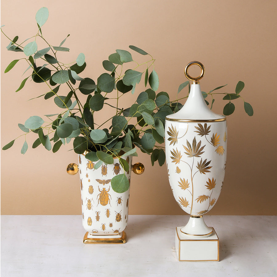 Gold Silhouettes Porcelain Vase | Jonathan Adler Botanist | Oroa.com