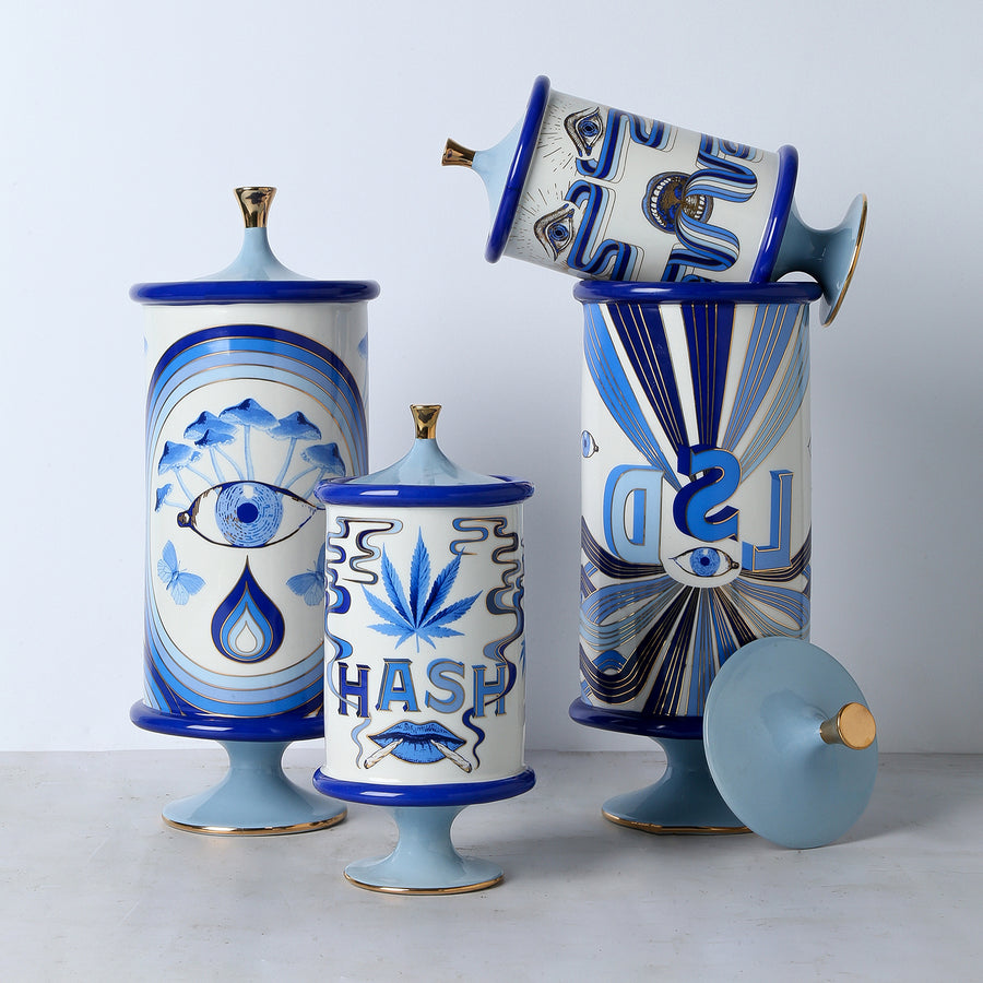 Blue Prints Porcelain Peyote Canister | Jonathan Adler Druggist | Oroa.com