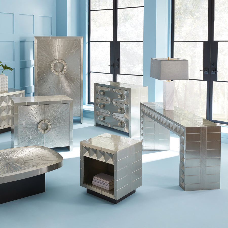 Nickel-Plated Bedside Table | Jonathan Adler Talitha | Oroa.com