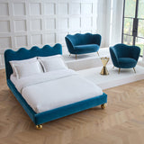 Blue Velvet Queen Bed | Jonathan Adler Ripple | Oroa.com