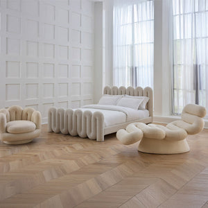 Wavy Back Bouclé Swivel Chair | Jonathan Adler Serpentine | Oroa.com