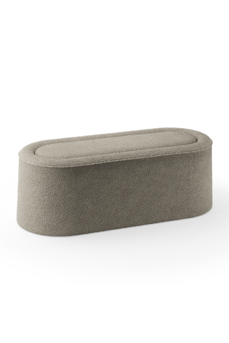 Gray Upholstered Oval Bench | WOUD Praline | OROA.com