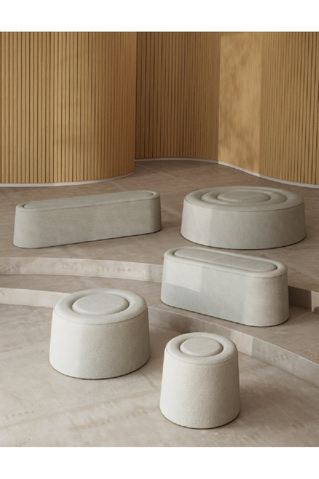 Gray Upholstered Oval Bench | WOUD Praline | OROA.com