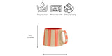 Ceramic Pink Stripe  Coffee cup- 220ml (SET OF 4)
