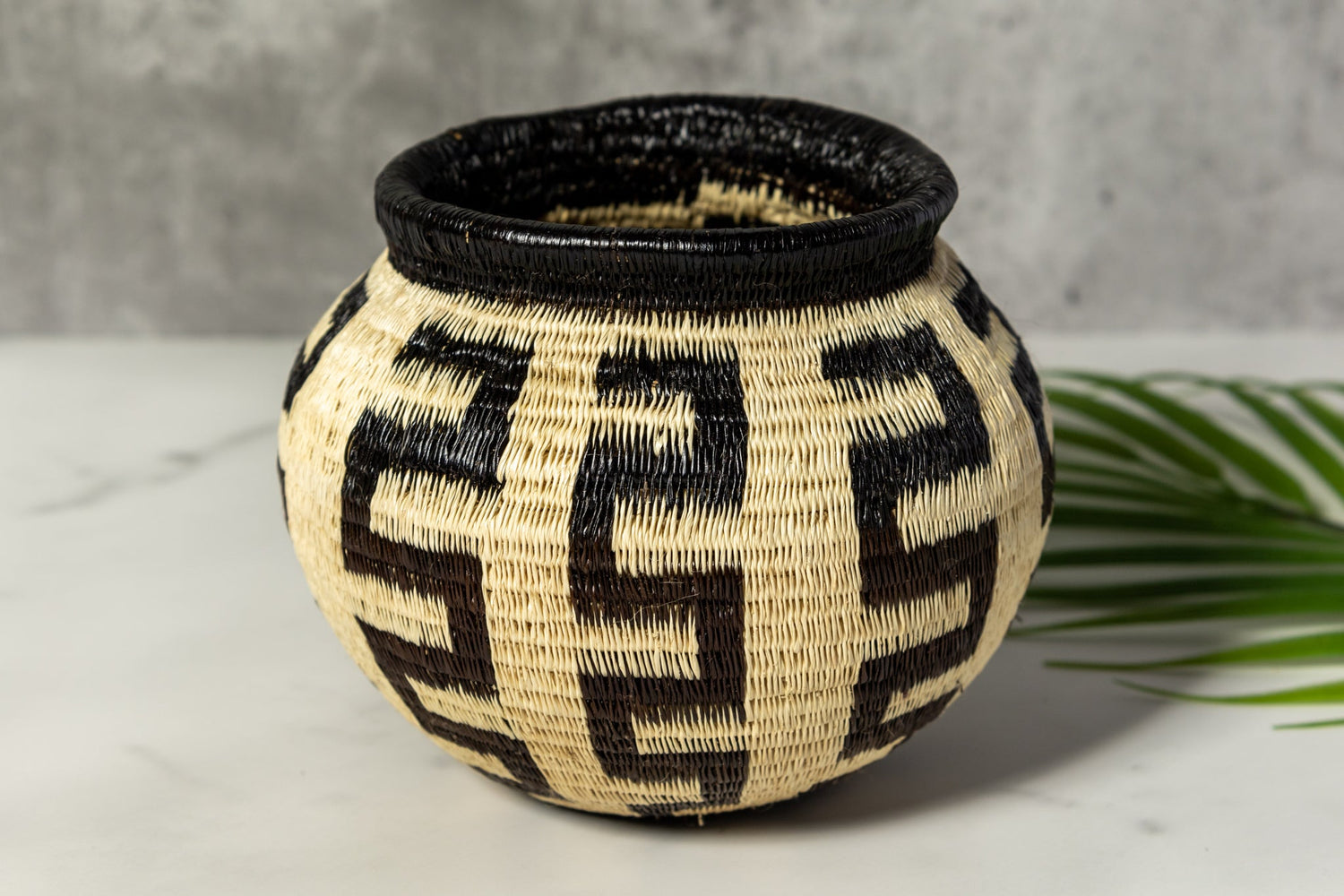 Black And White Southwest Design Woven Basket
