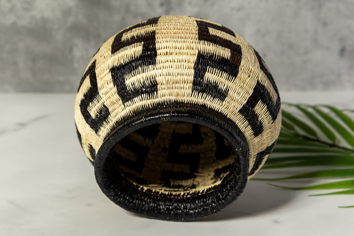 Black And White Southwest Design Woven Basket