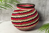 Red Black White Spiral Woven Basket