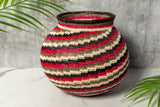 Red Black White Spiral Woven Basket