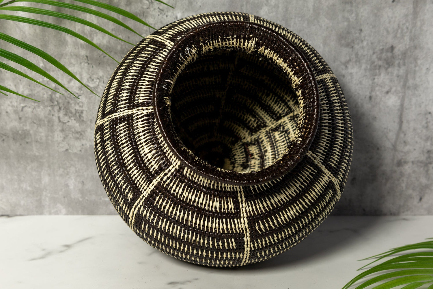 Extraordinary Black And White Woven Basket