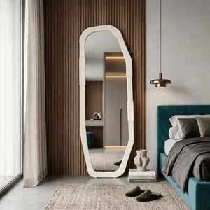   Modern European furniture - Beige Oak Asymmetrical Mirror - www.oroa.com | Oroa.com