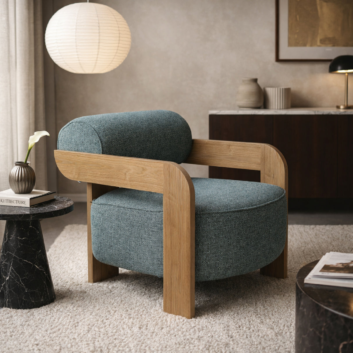   Ash Framed Boucle Lounge Chair | Oroa.com