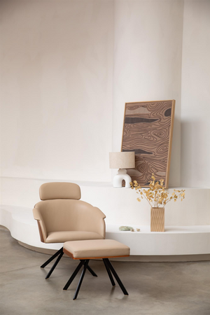 Beige Leather Lounge Chair | Zuiver Frie | OROA.com