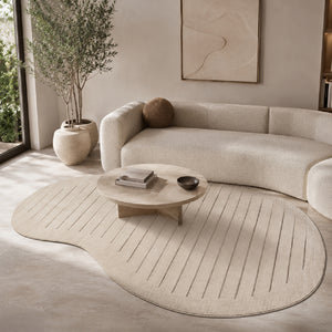  Modern furniture - Beige Striped Organic-Shaped Carpet - www.oroa.com | Oroa.com