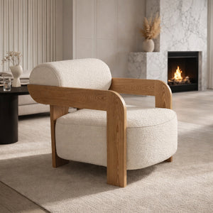   Ash Framed Boucle Lounge Chair | Oroa.com
