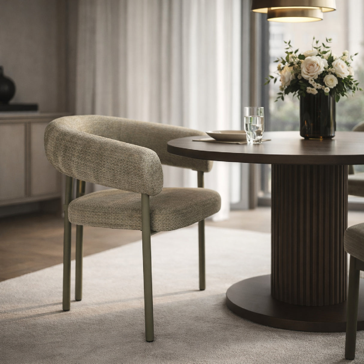   Green Curved Dining Chairs (2) | Oroa.com