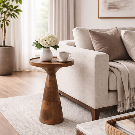   Walnut Round Side Table | Oroa.com