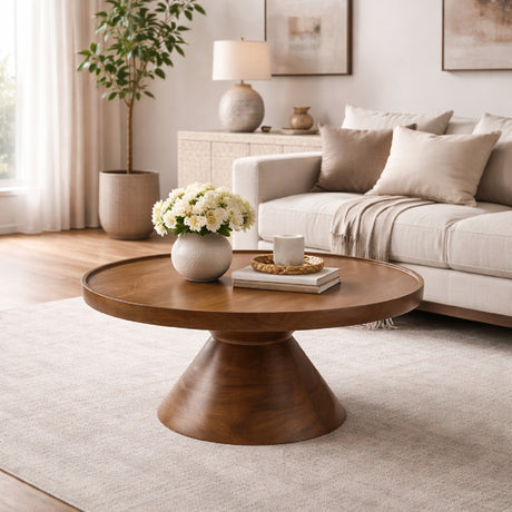   Acacia Wood Round Coffee Table | Oroa.com