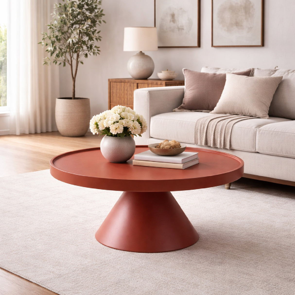   Red Aluminum Round Coffee Table | Oroa.com