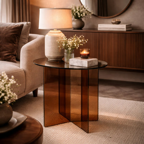   Brown Glass Side Table | Oroa.com
