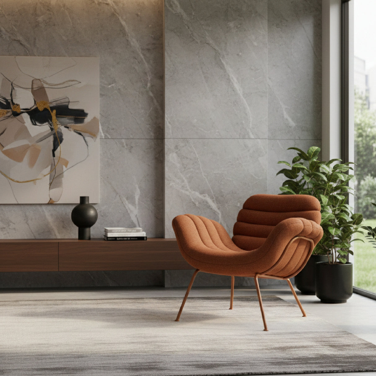   Curved Seat Channeled Lounge Chair | Oroa.com